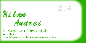 milan andrei business card